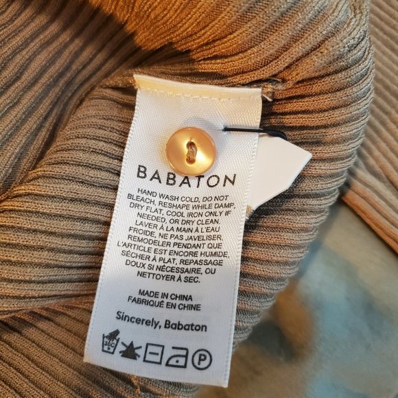 BABATON | Ribbed Button-Up Collared Finley Sweater in Tan (Size L) - Picture 6 of 8